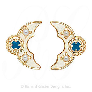 GS341-2 BT/PL - 14 Karat Gold Slide with Blue Topaz center and Pearl accents 